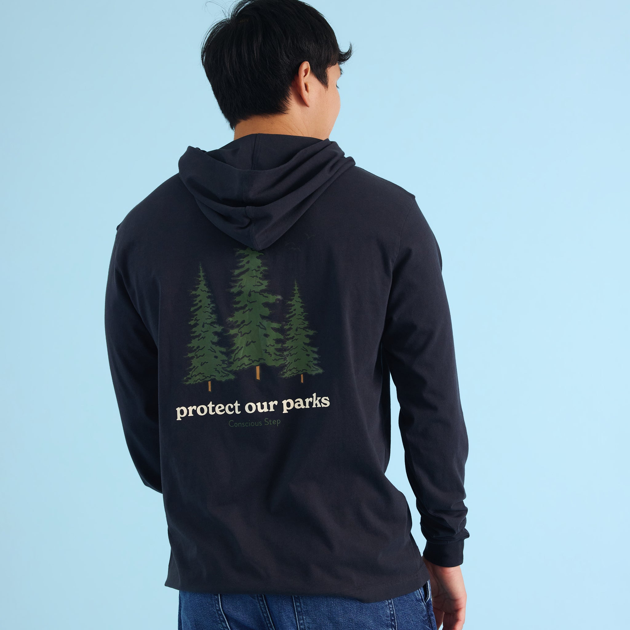 Protect Our Parks Long Sleeve Hooded T-Shirt - Conscious Step