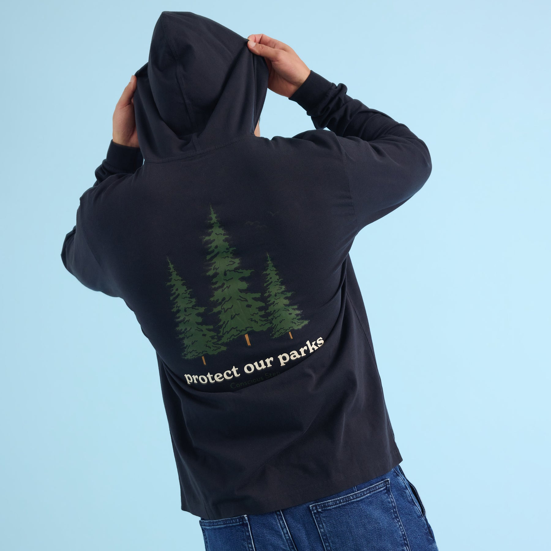 Protect Our Parks Long Sleeve Hooded T-Shirt - Conscious Step