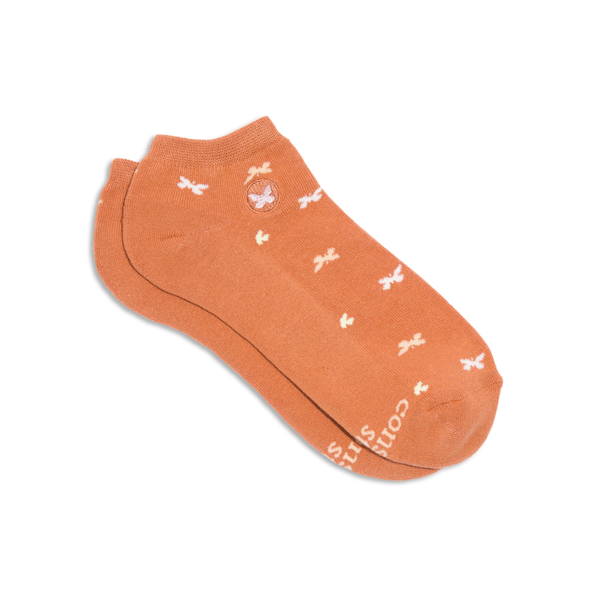 Conscious Step Women's Orange Flower Socks - Stop Violence Against Women by Humankind Fair Trade