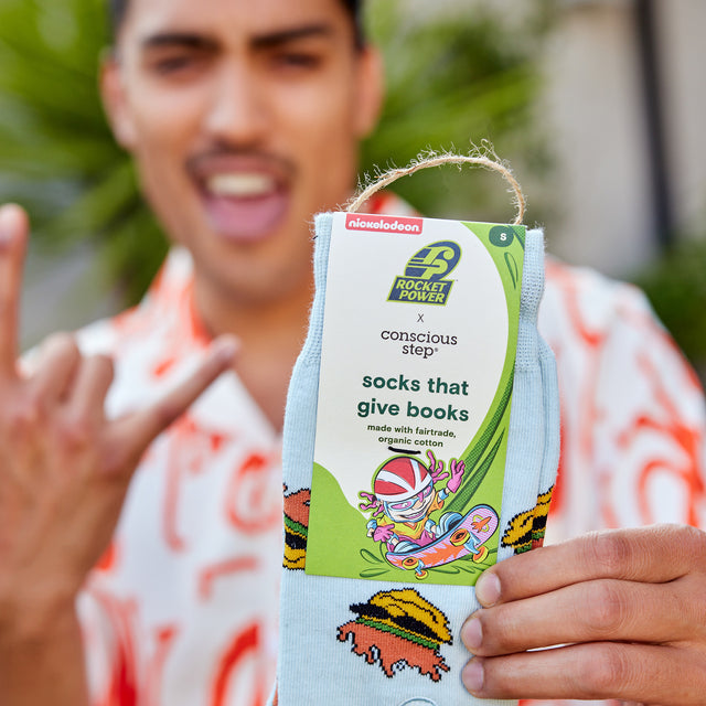Rocket Power Socks that Give Books - Conscious Step